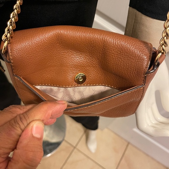 MICHAEL Michael Kors Small Pebbled Leather Crossbody Bag Purse with chain straps - Picture 7 of 14